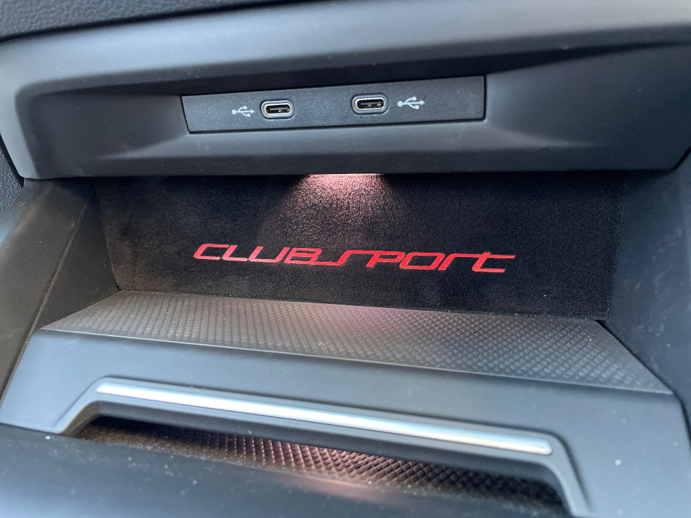03f.Blende Handyfach mit Logo Clubsportl Alcantaraoptik