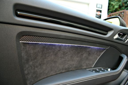 2 Aluminium Türzierstäbe V2 mit Ambiente Beleuchtung rot oder we
