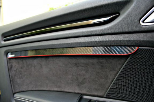 2 Aluminium Türzierstäbe ECHTCARBON V3 Beleuchtung rot oder wei